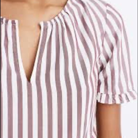 MADEWELL Women’s Stanza Striped Ruffle Hem Top Blouse Red/white stripe sz Medium - Picture 15 of 15